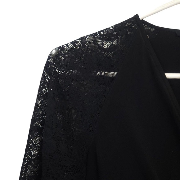 Suite 7 Faux Wrap Lace Bell Sleeve Mini Dress - Picture 4 of 7